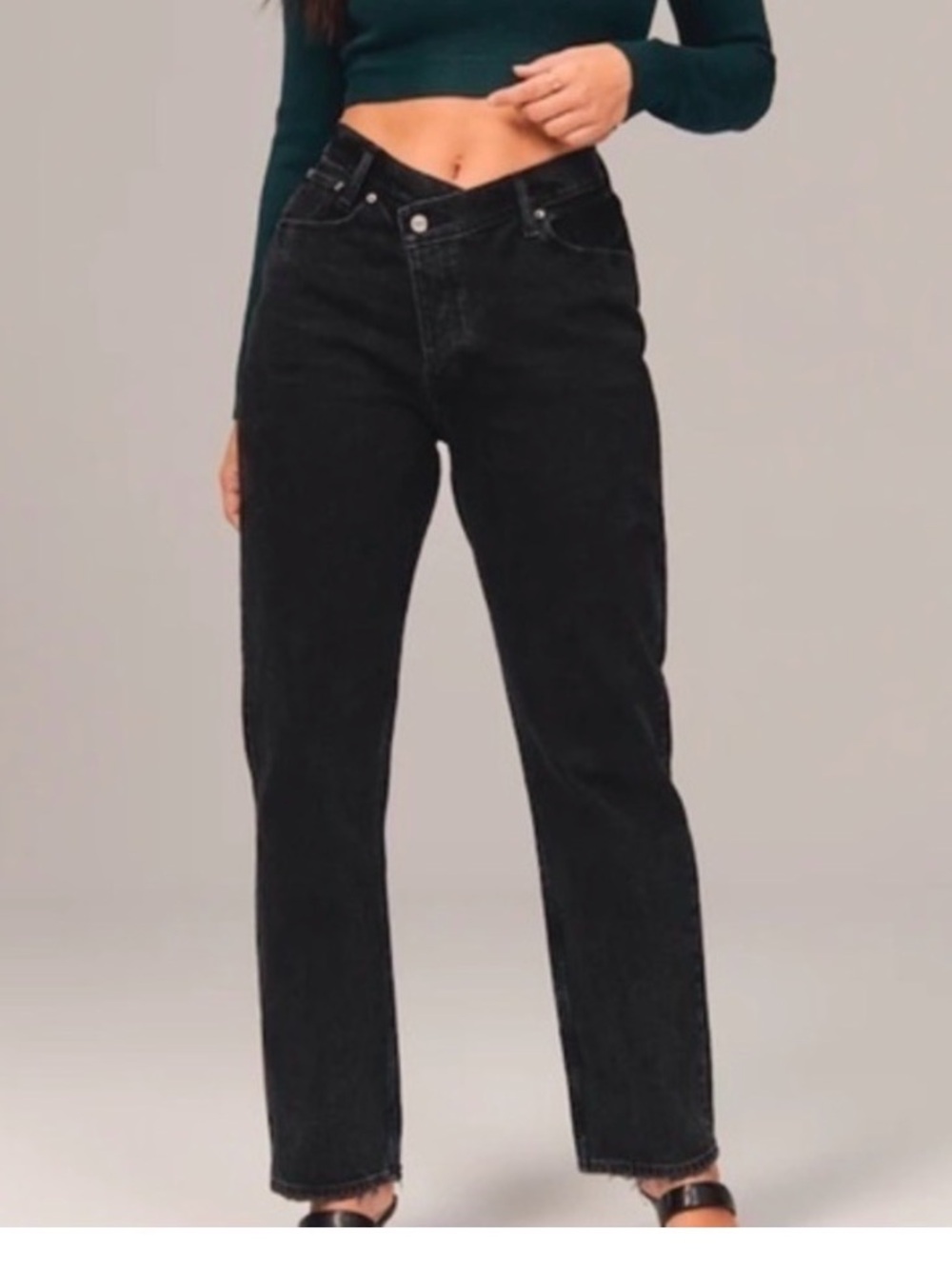 Abercrombie & Fitch High Rise Dad Jeans Black Denim 29 | 8 Short  Women’s